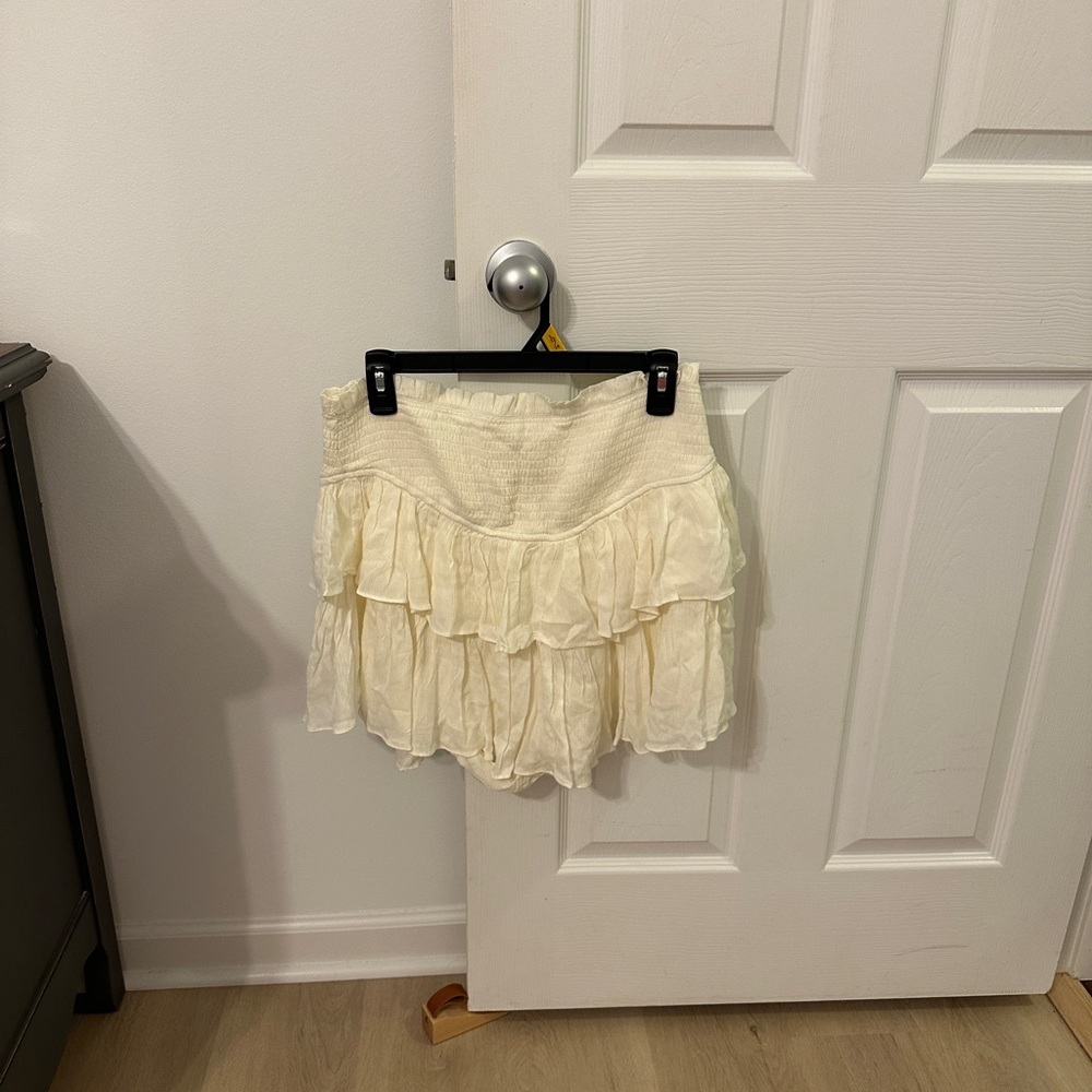 Cream Ruffled Skort